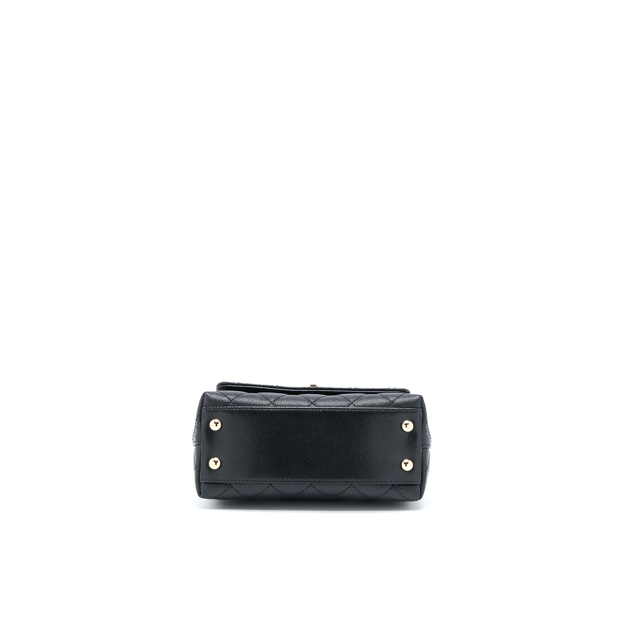 CHANEL MINI COCO HANDLE BAG WITH DARK RED HANDLE CAVIAR BLACK LGHW(MICROCHIP)