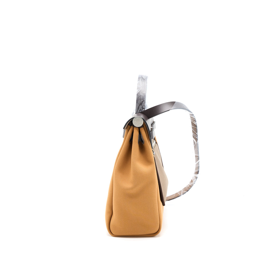 HERMES HERBAG ZIP 31 LEATHER/CANVAS EBENE/ETOUOPE/DUNE SHW