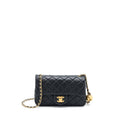 CHANEL PEARL CRUSH MINI RECTANGULAR FLAP BAG LAMBSKIN BLACK GHW (MICROCHIP)