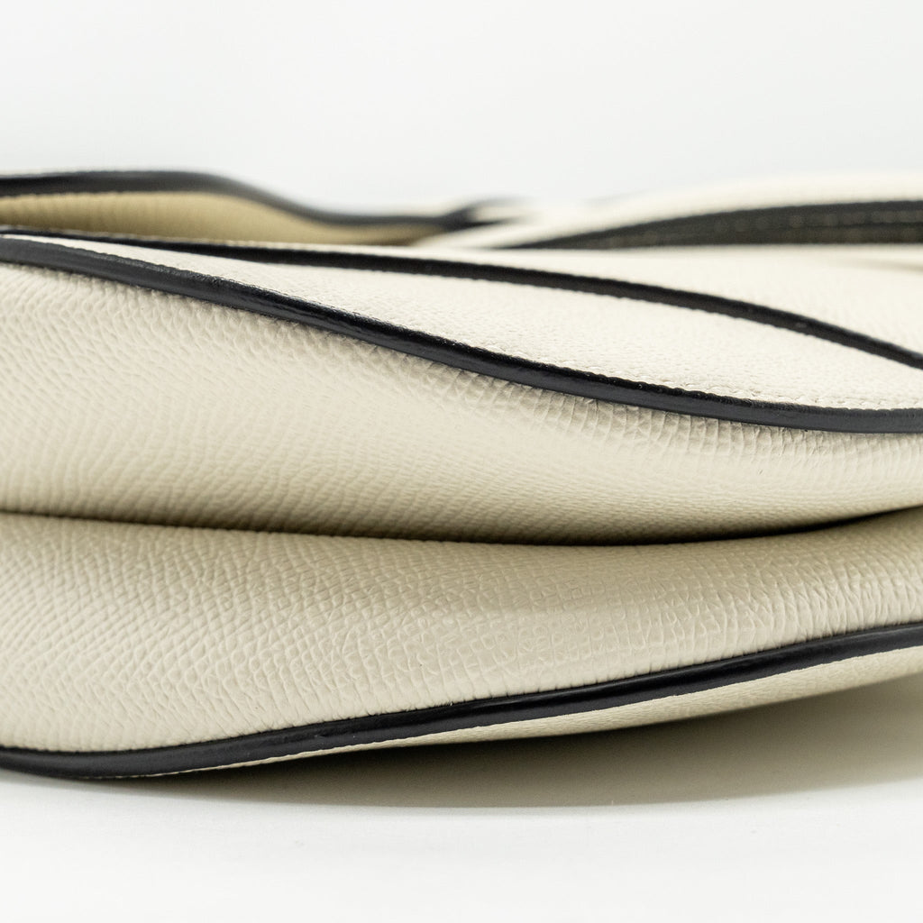 DIOR MEDIUM SADDLE BAG CALFSKIN WHITE GHW