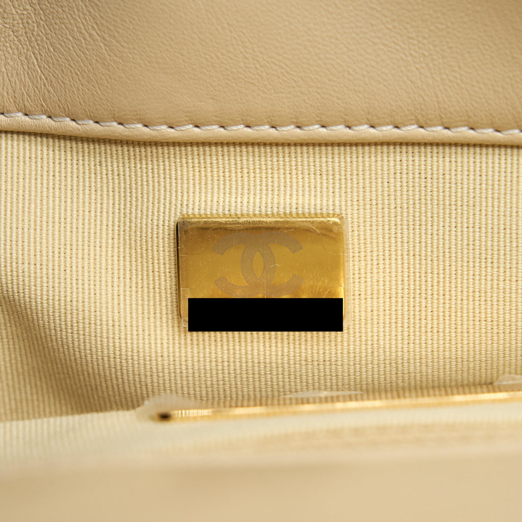 CHANEL MEDIUM 19 BAG QUILTED GOATSKIN LEATHER LIGHT BEIGE GOLD/SILVER HARDWARE (MICROCHIP)