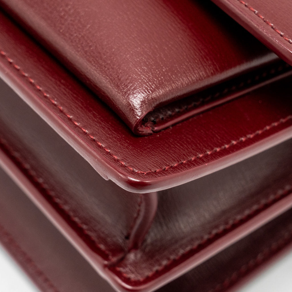 SAINT LAURENT/YSL SUNSET BAG CALFSKIN BURGUNDY SHW