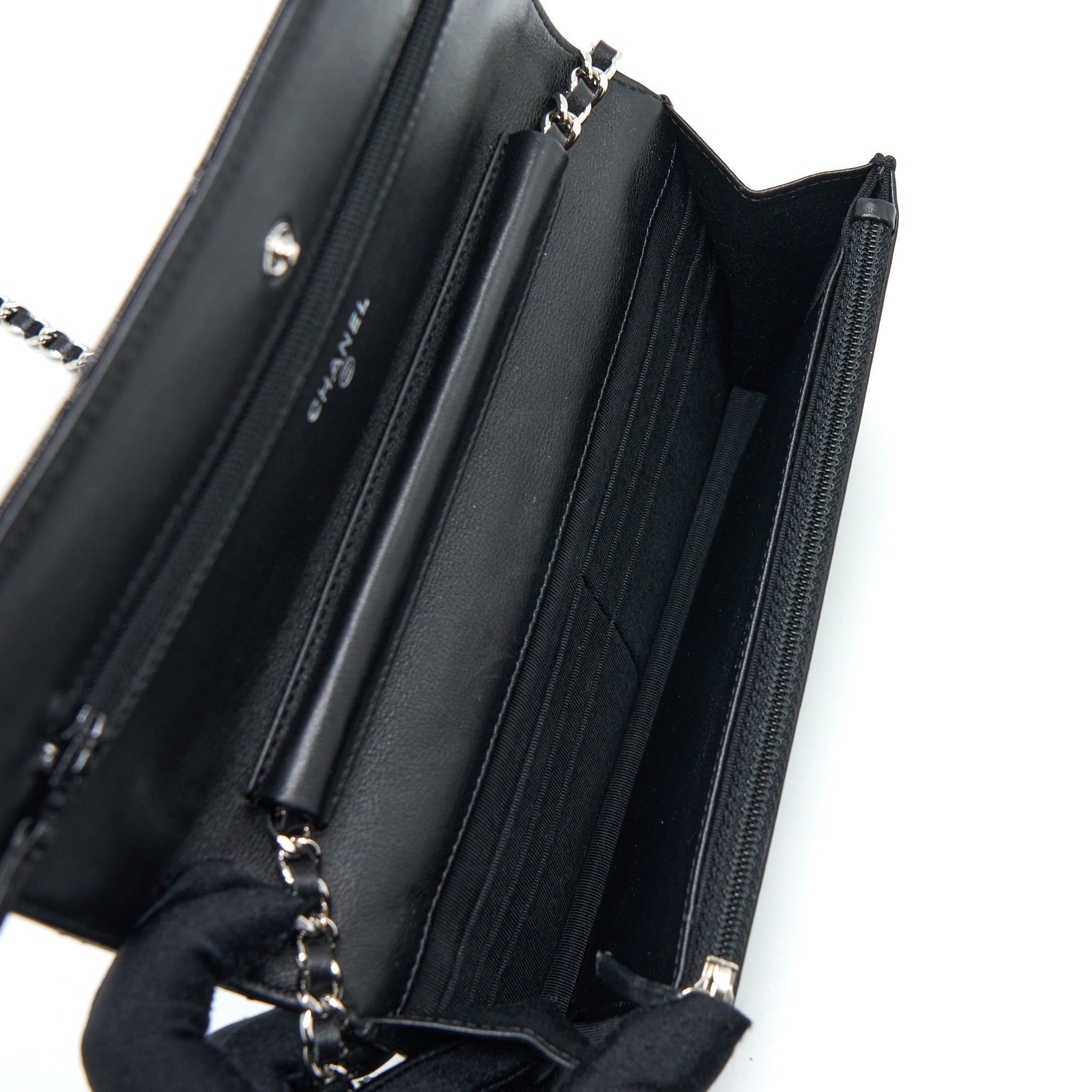 CHANEL CLASSIC WALLET ON CHAIN PATENT BLACK SHW