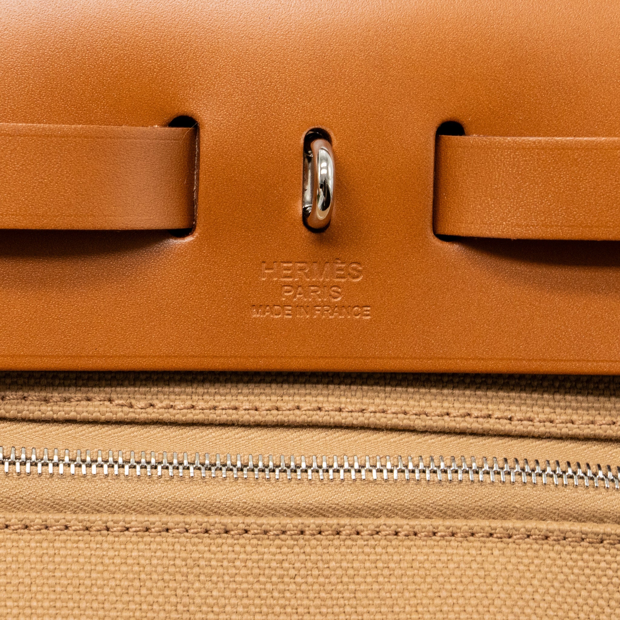 HERMES HERBAG 31 ZIP BAG CANVAS/HUNTER CHAI/FAUVE SHW