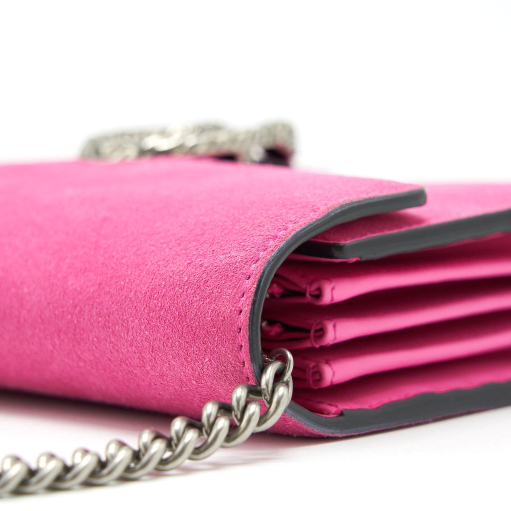 GUCCI DIONYSUS MINI CHAIN BAG SUEDE PINK SHW
