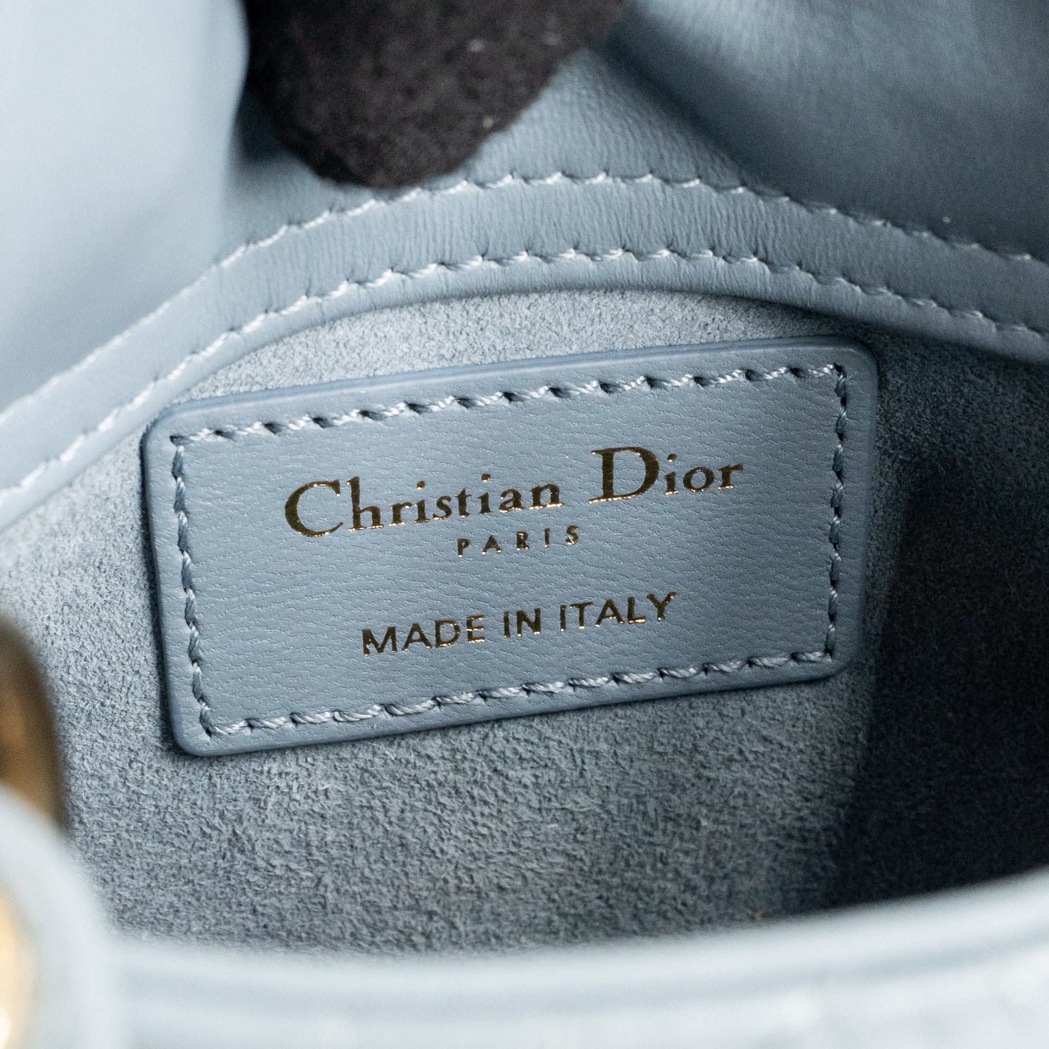 DIOR MICRO LADY DIOR CANNAGE LAMBSKIN GREY LGHW
