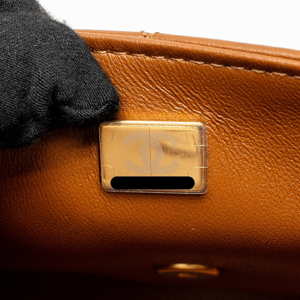 CHANEL MINI SHEARLING FLAP BAG LAMBSKIN DARK BROWN GHW (MICROCHIP)