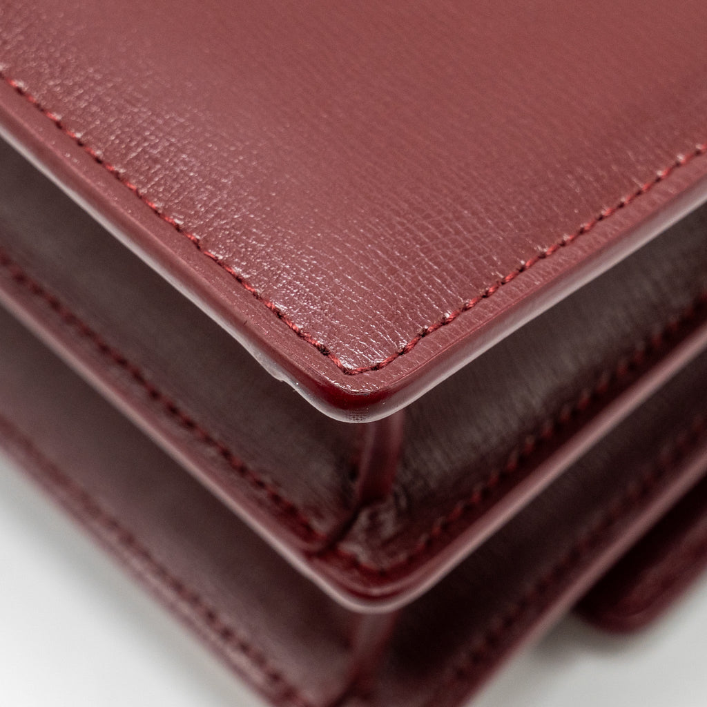 SAINT LAURENT/YSL SUNSET BAG CALFSKIN BURGUNDY SHW