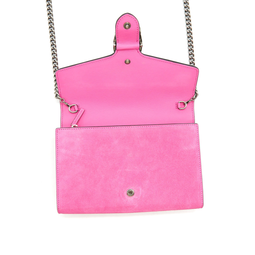 GUCCI DIONYSUS MINI CHAIN BAG SUEDE PINK SHW