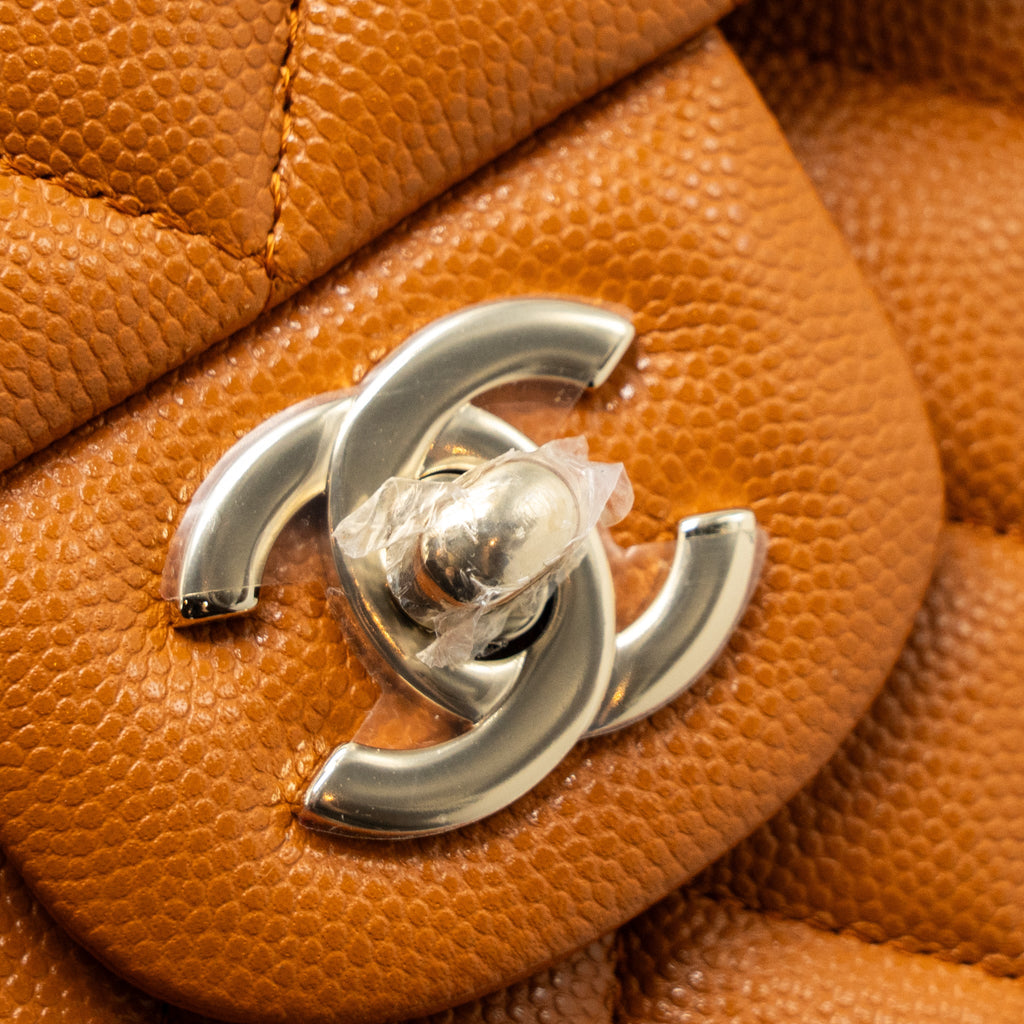 CHANEL MEDIUM CLASSIC DOUBLE FLAP BAG CAVIAR CARAMEL LGHW(MICROCHIP)