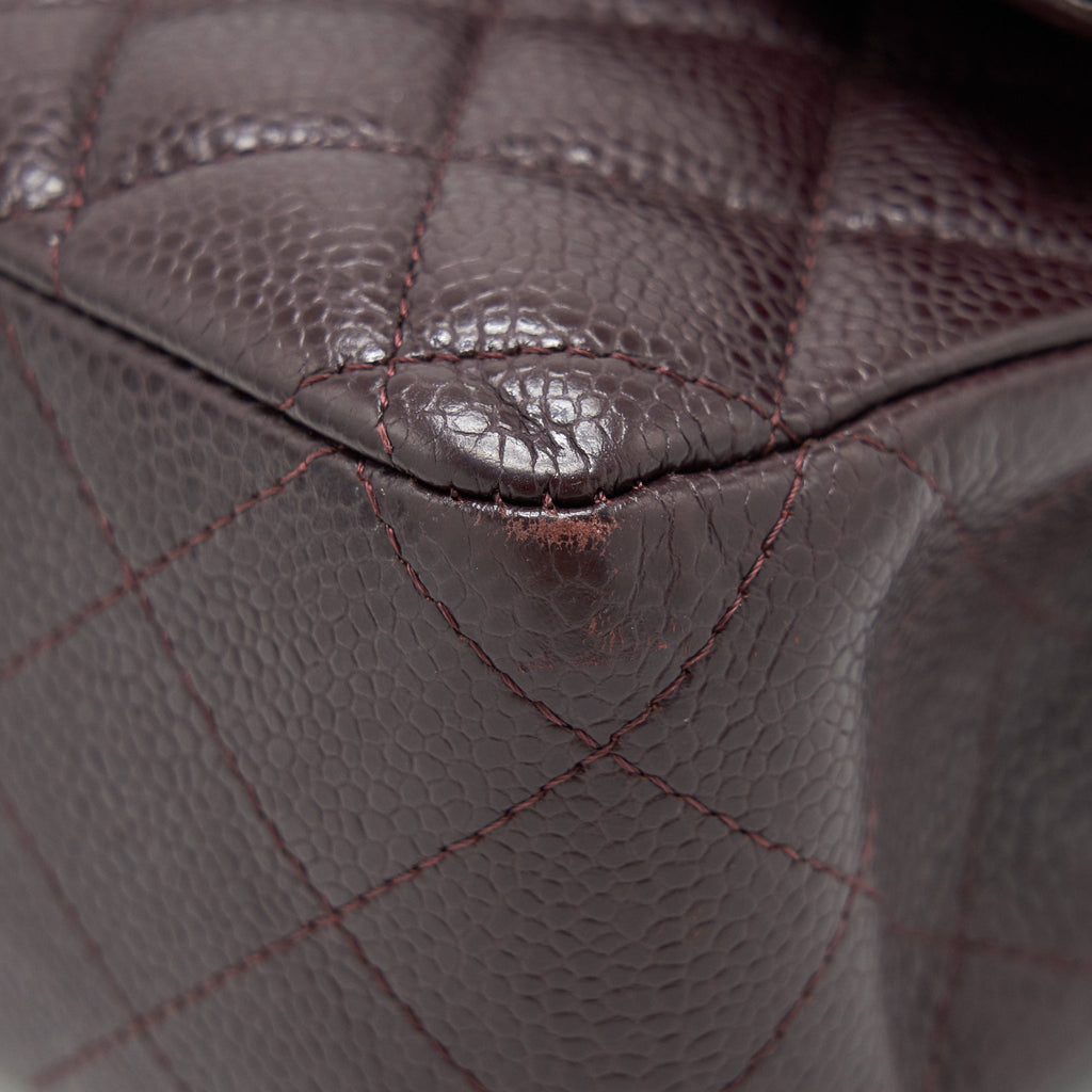 CHANEL MEDIUM CLASSIC DOUBLE FLAP BAG CAVIAR BURGUNDY SHW