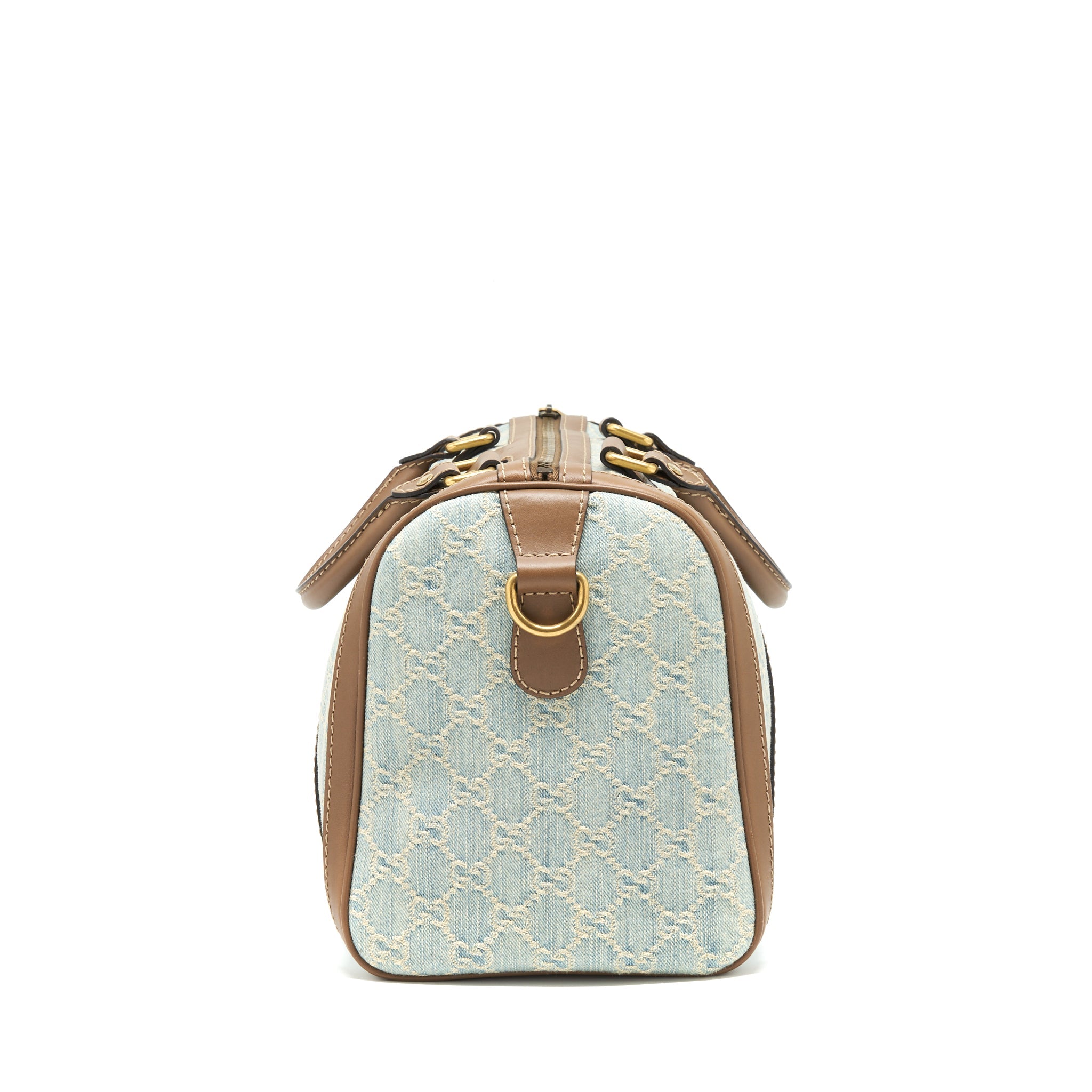 GUCCI GG DENIM BOSTON BAG WITH CROSS BODY STRAP