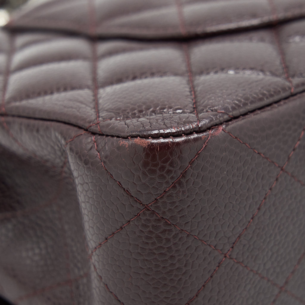 CHANEL MEDIUM CLASSIC DOUBLE FLAP BAG CAVIAR BURGUNDY SHW