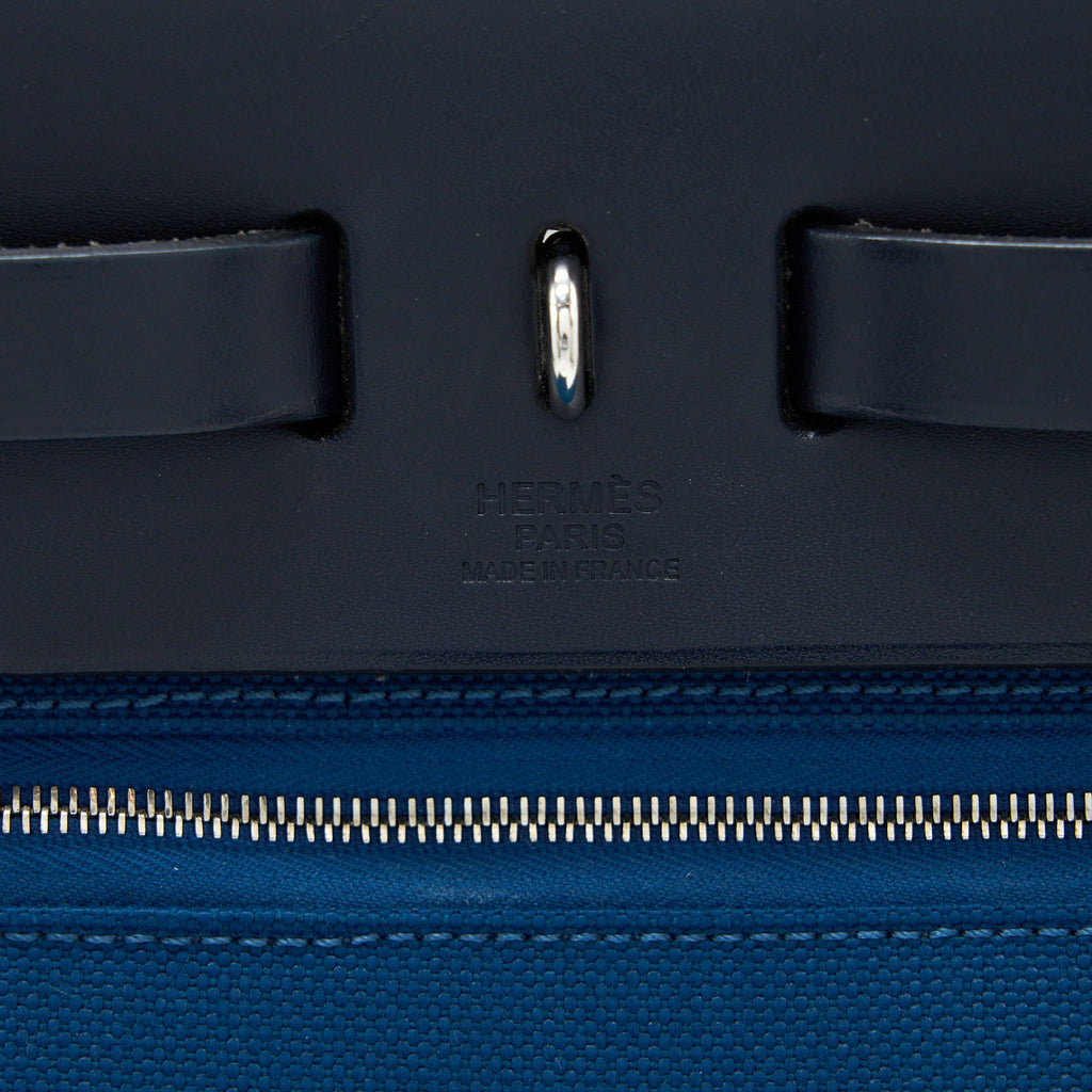 HERMES HERBAG ZIP 31 BAG CANVAS DARK BLUE SHW