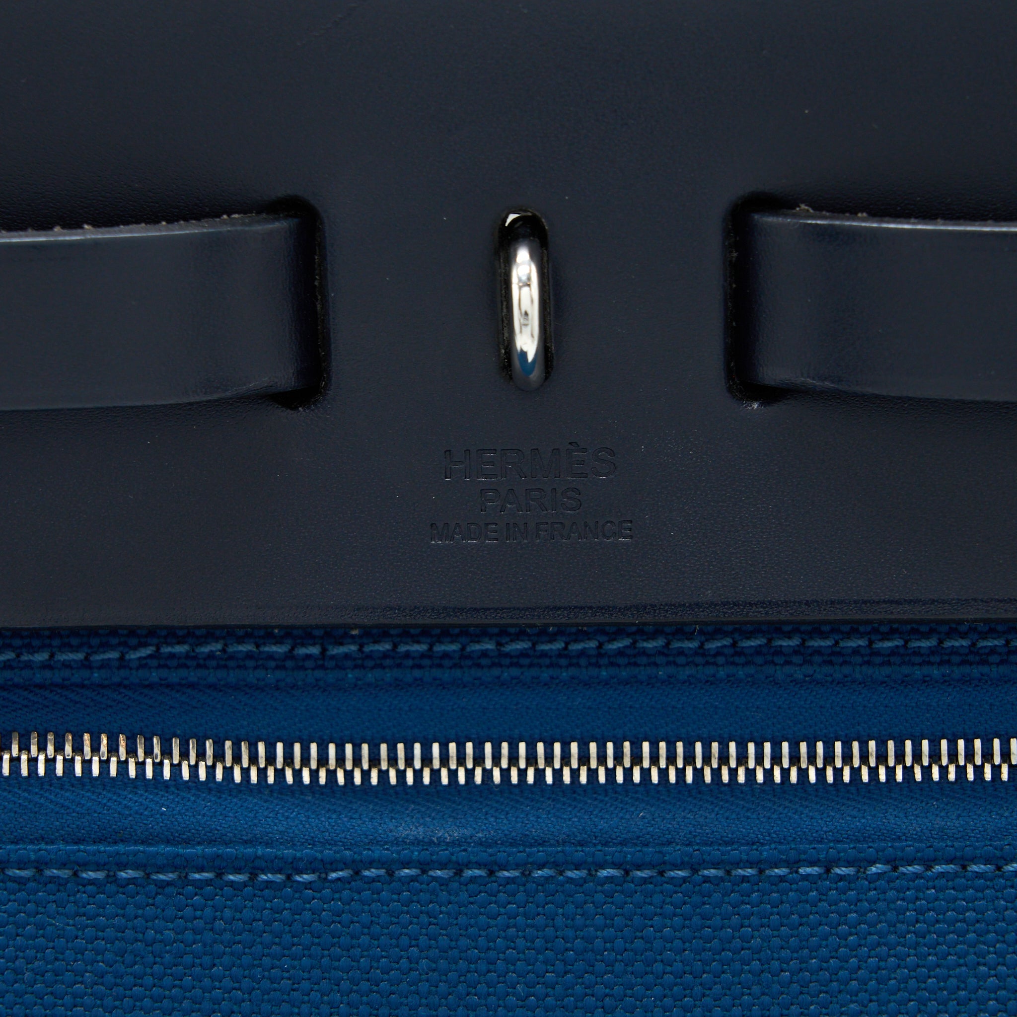 HERMES HERBAG ZIP 31 BAG CANVAS DARK BLUE SHW