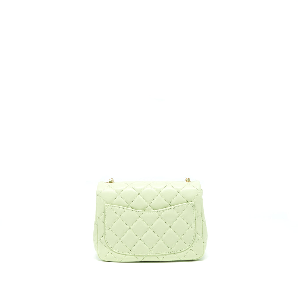 CHANEL 22C PEARL CRUSH MINI SQUARE FLAP BAG LIGHT GREEN