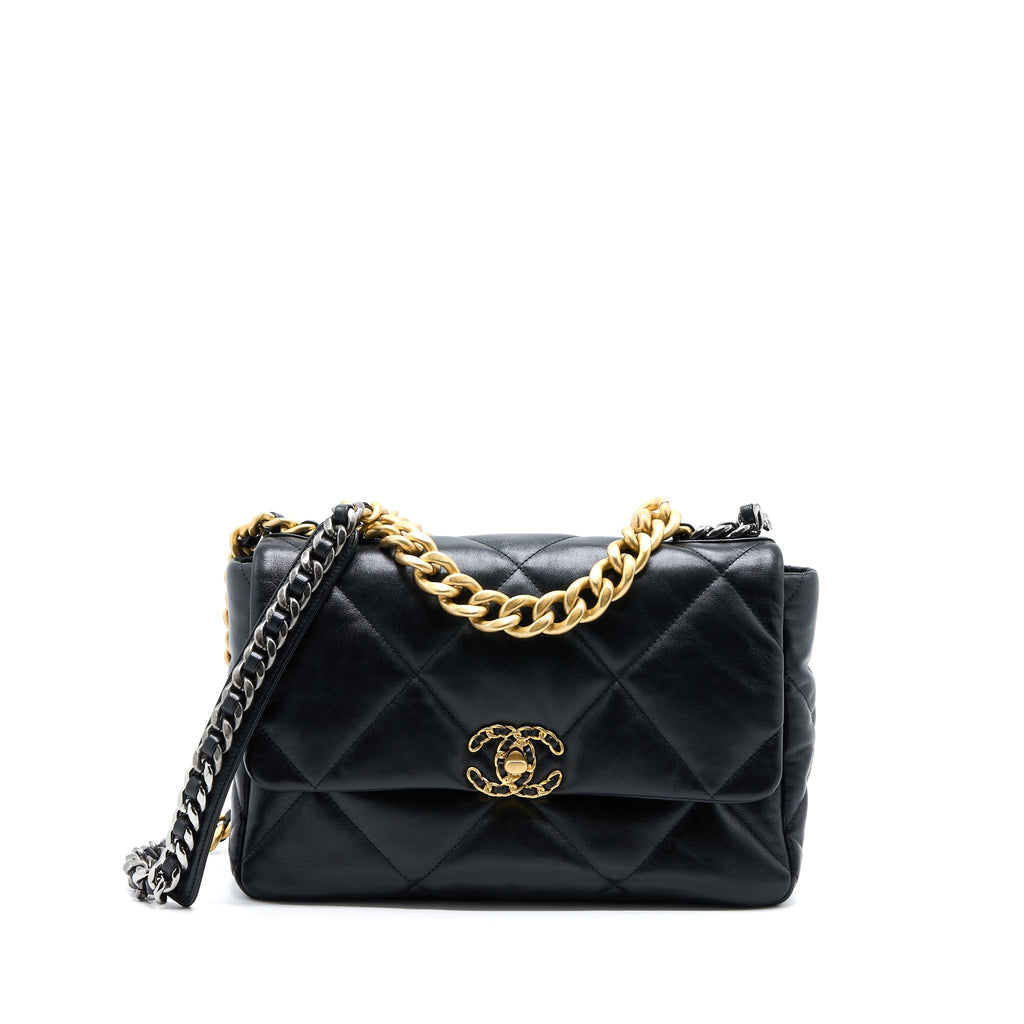 CHANEL MEDIUM 19 BAG GOATSKIN BLACK MULTICOLOUR HARDWARE
