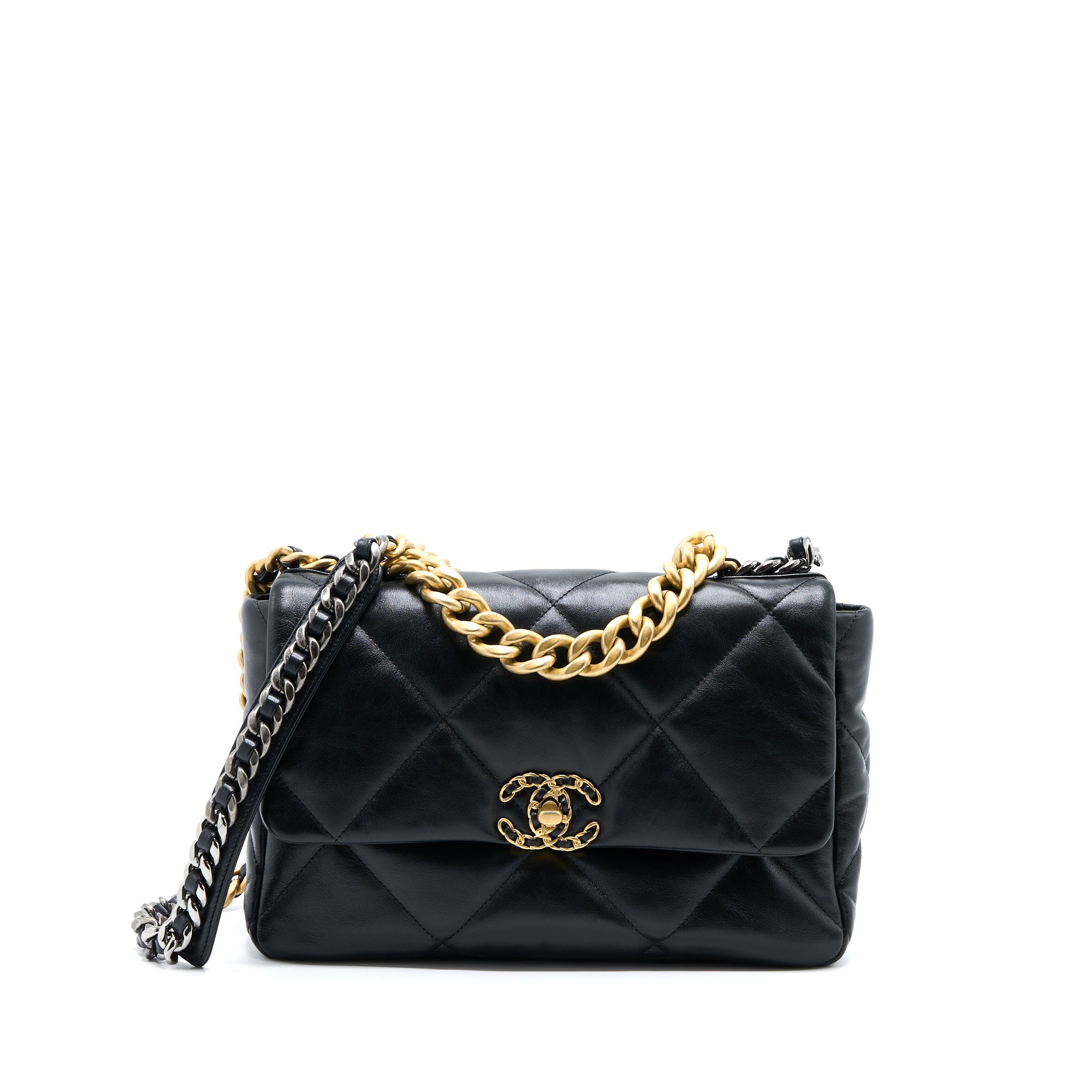 CHANEL MEDIUM 19 BAG GOATSKIN BLACK MULTICOLOUR HARDWARE