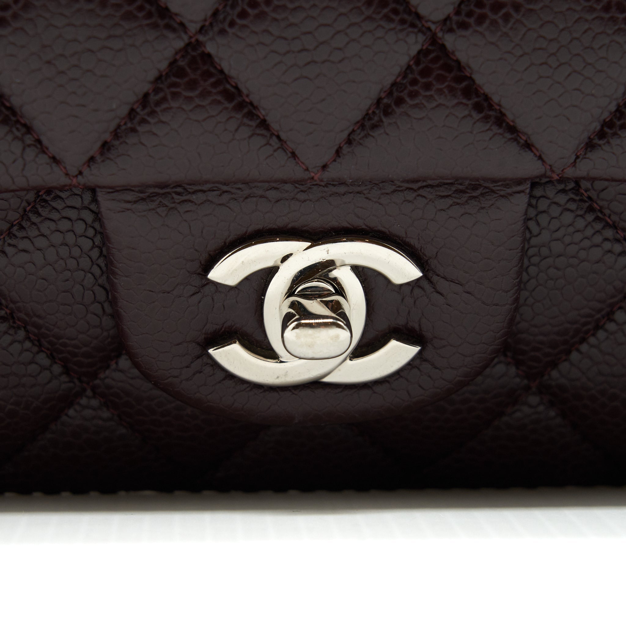 CHANEL MEDIUM CLASSIC DOUBLE FLAP BAG CAVIAR BURGUNDY SHW