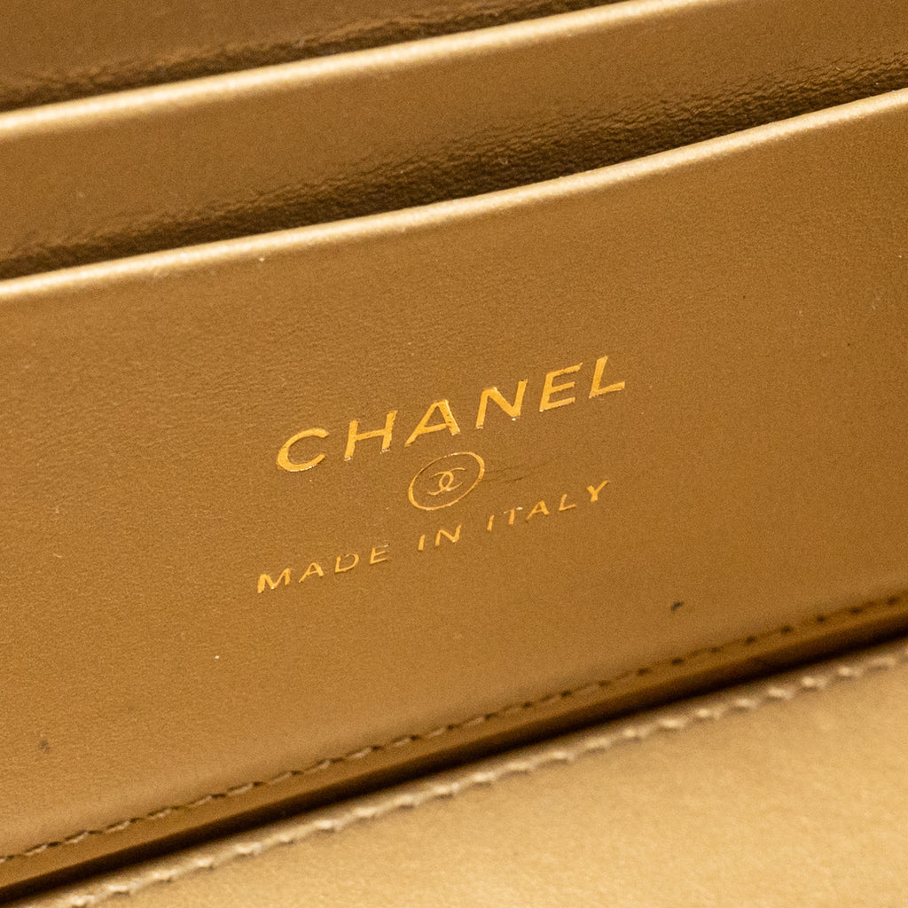 CHANEL PEARL CRUSH LONG VANITY WITH CHAIN LAMBSKIN BLACK GHW