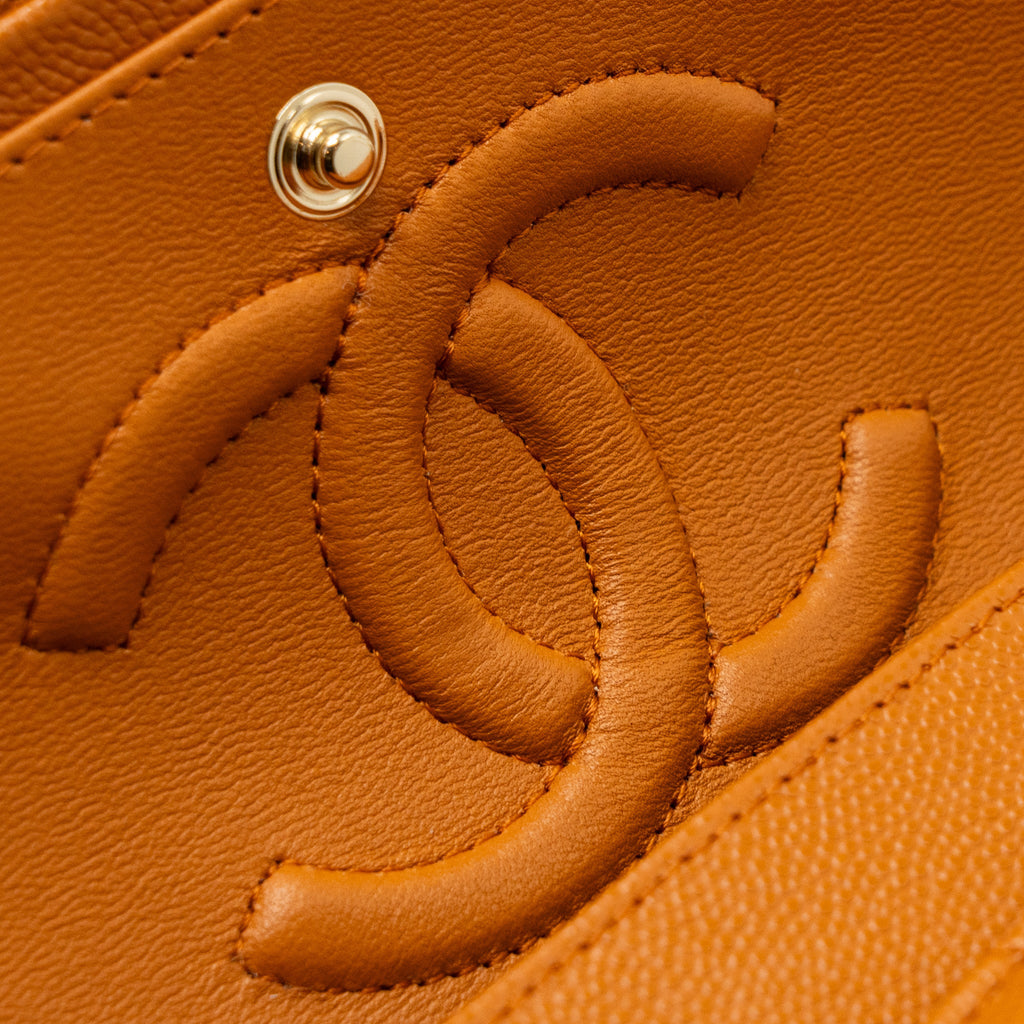 CHANEL MEDIUM CLASSIC DOUBLE FLAP BAG CAVIAR CARAMEL LGHW(MICROCHIP)