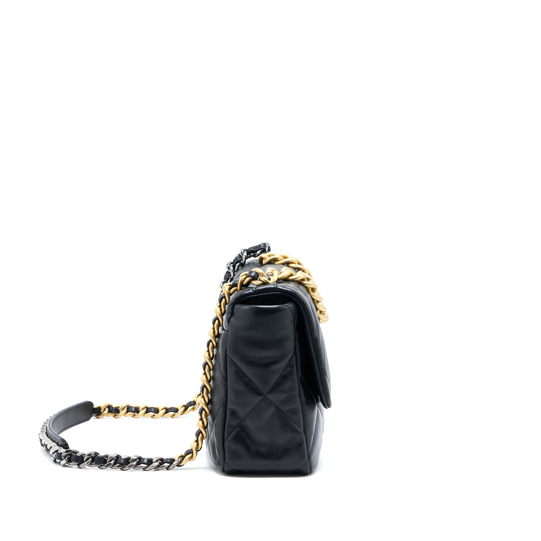 CHANEL MEDIUM 19 BAG GOATSKIN BLACK MULTICOLOUR HARDWARE