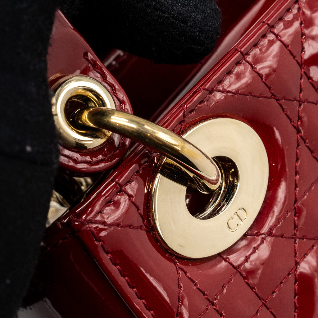 DIOR MINI LADY DIOR PATENT RED LGHW