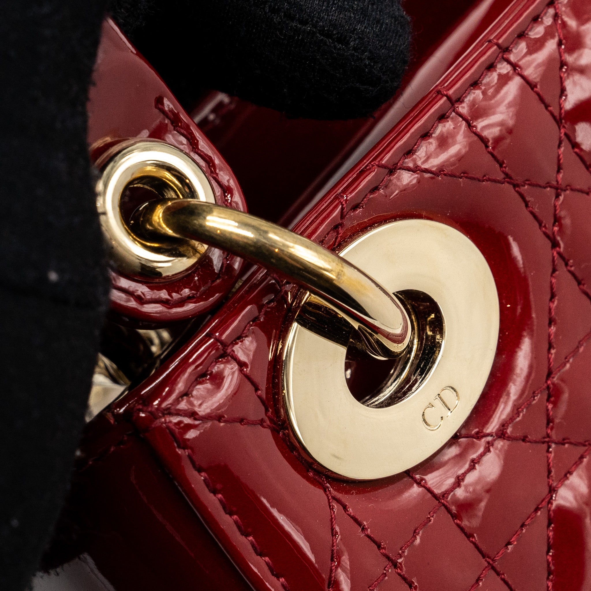DIOR MINI LADY DIOR PATENT RED LGHW