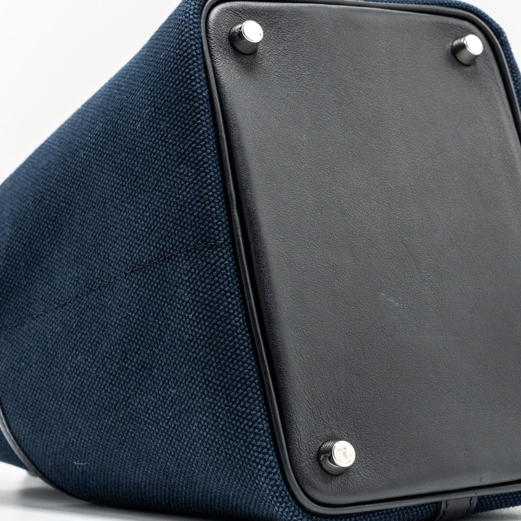 HERMES PICOTIN CARGO 18 LOCK BAG CANVAS/SWIFT BLUE MARINE/BLACK SHW