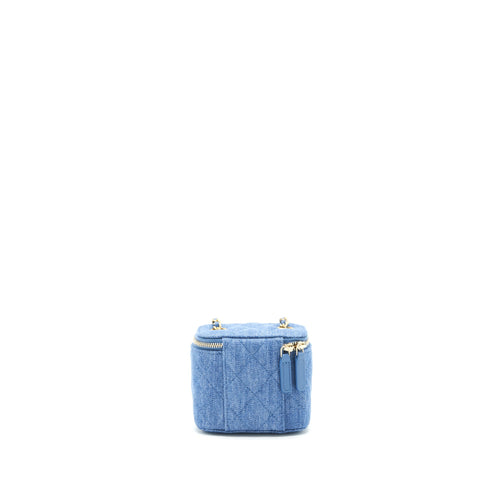 CHANEL 22C PEARL CRUSH DENIM MINI VANITY WITH CHAIN