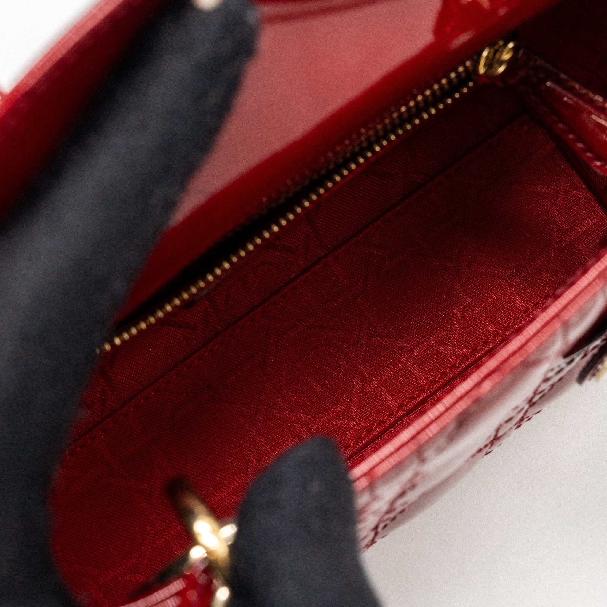 DIOR MINI LADY DIOR PATENT RED LGHW