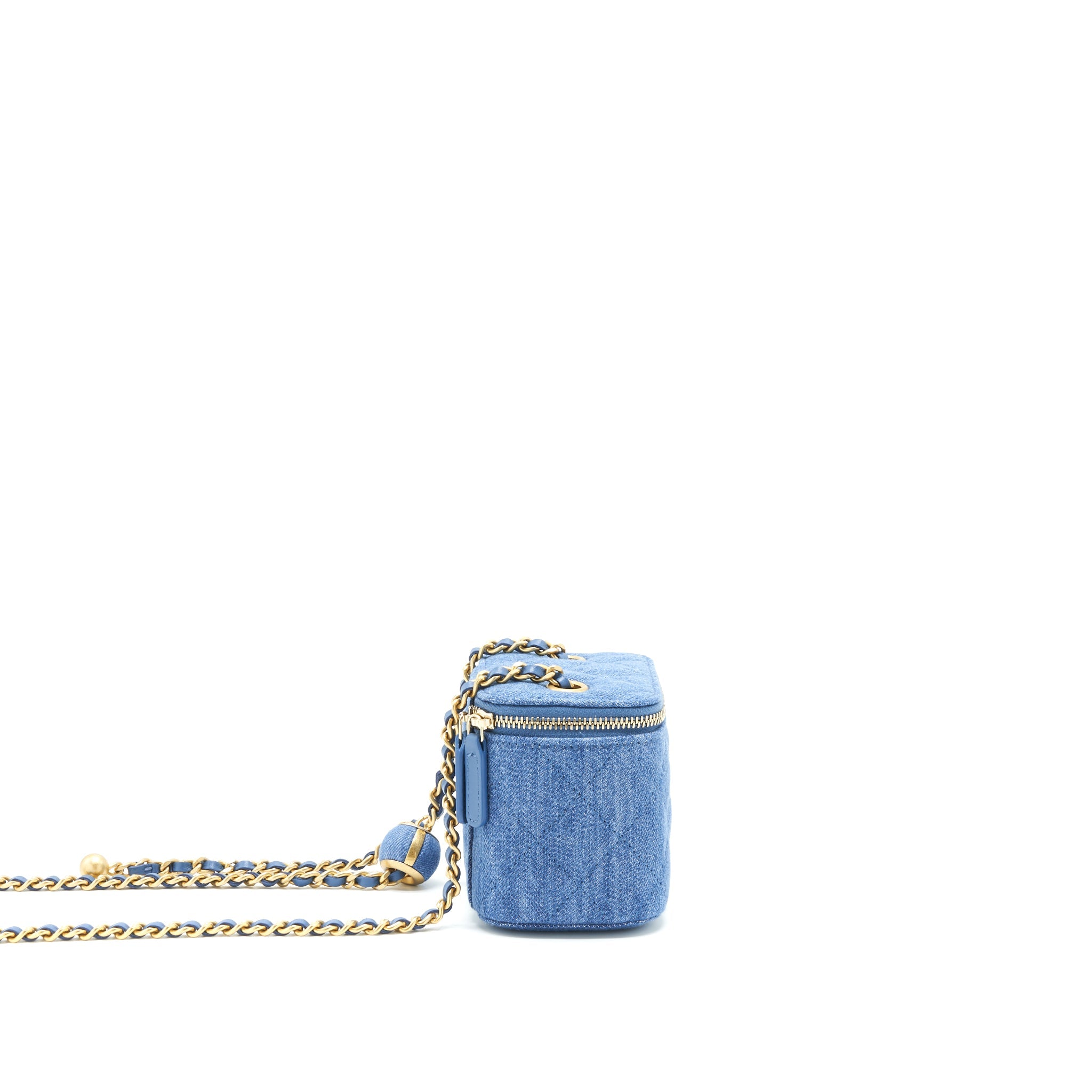 CHANEL 22C PEARL CRUSH MINI VANITY WITH CHAIN DENIM GHW