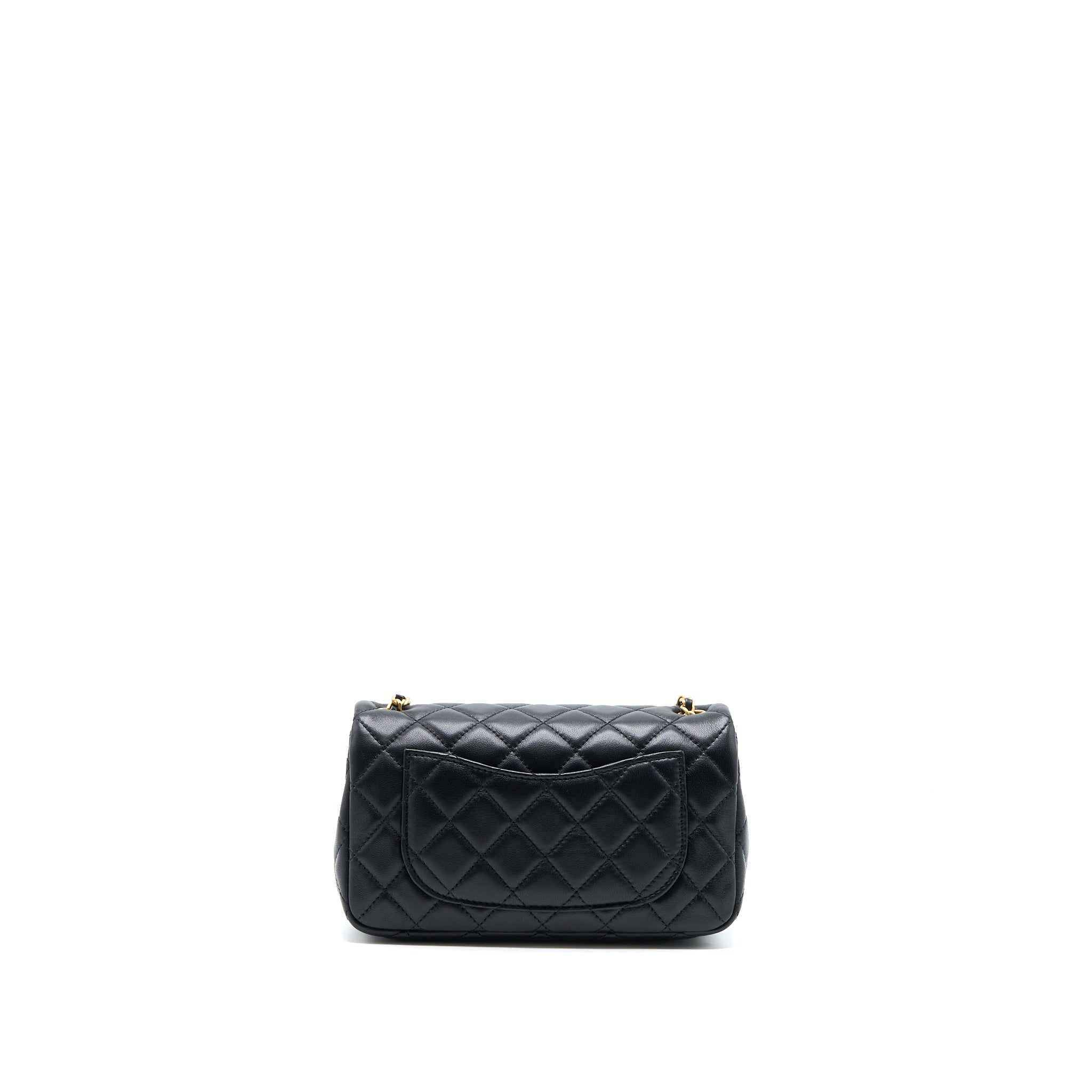 CHANEL PEARL CRUSH MINI RECTANGULAR LAMBSKIN BLACK BRUSHED GHW (MICROCHIP)