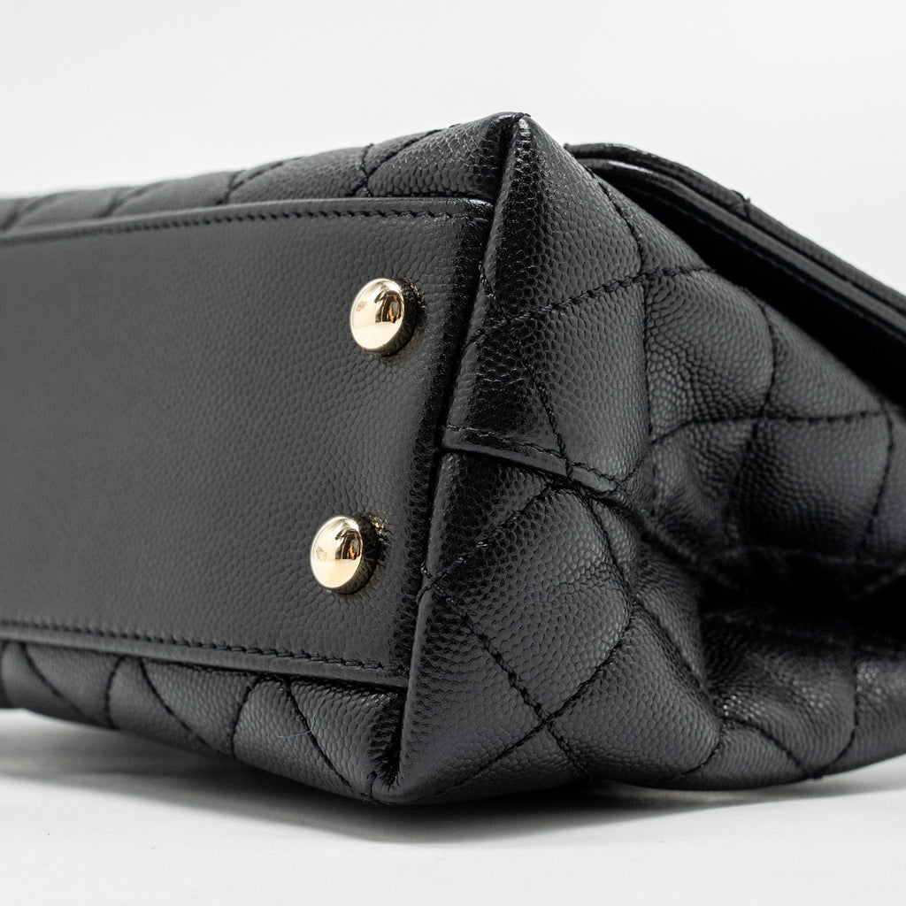 CHANEL MINI COCO HANDLE CAVIAR BLACK LGHW (MICROCHIP)