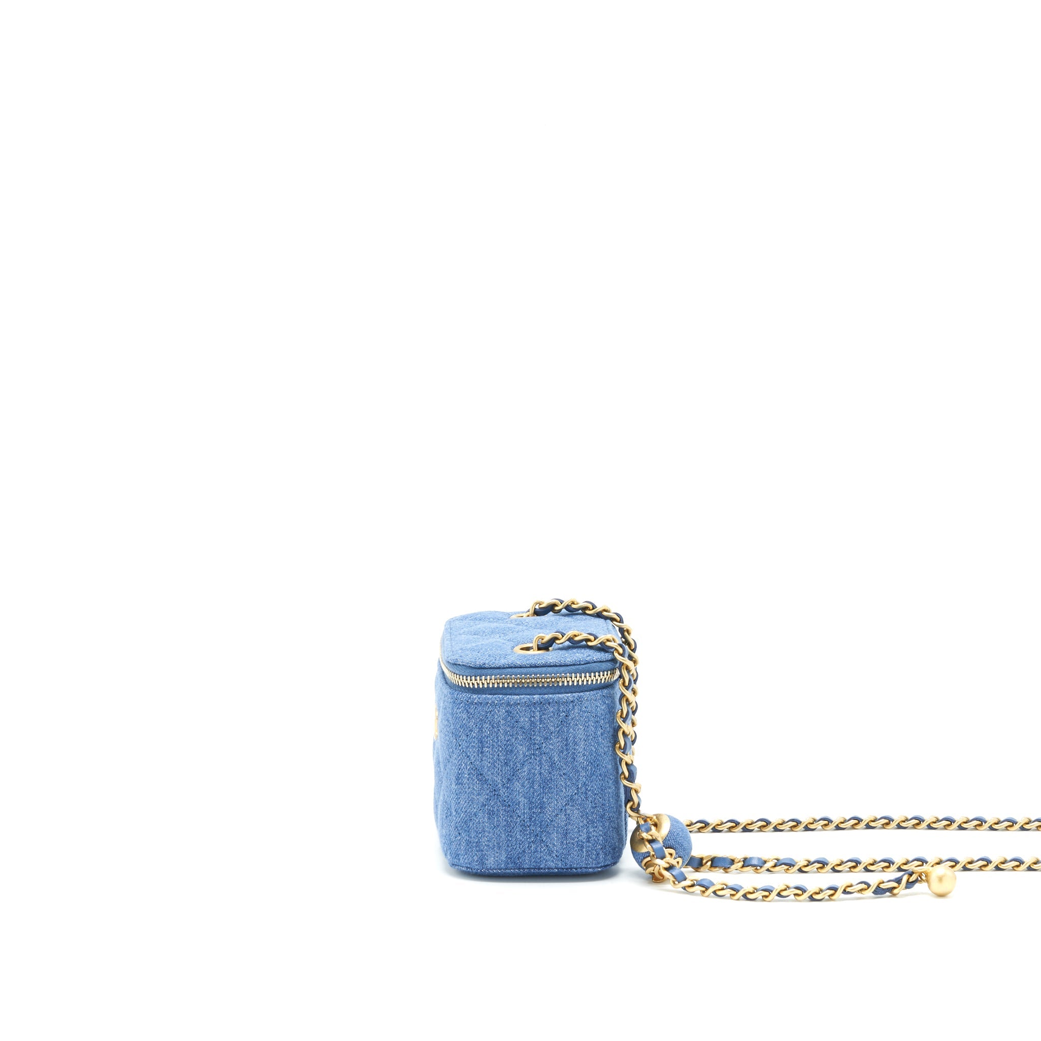 CHANEL 22C PEARL CRUSH DENIM MINI VANITY WITH CHAIN