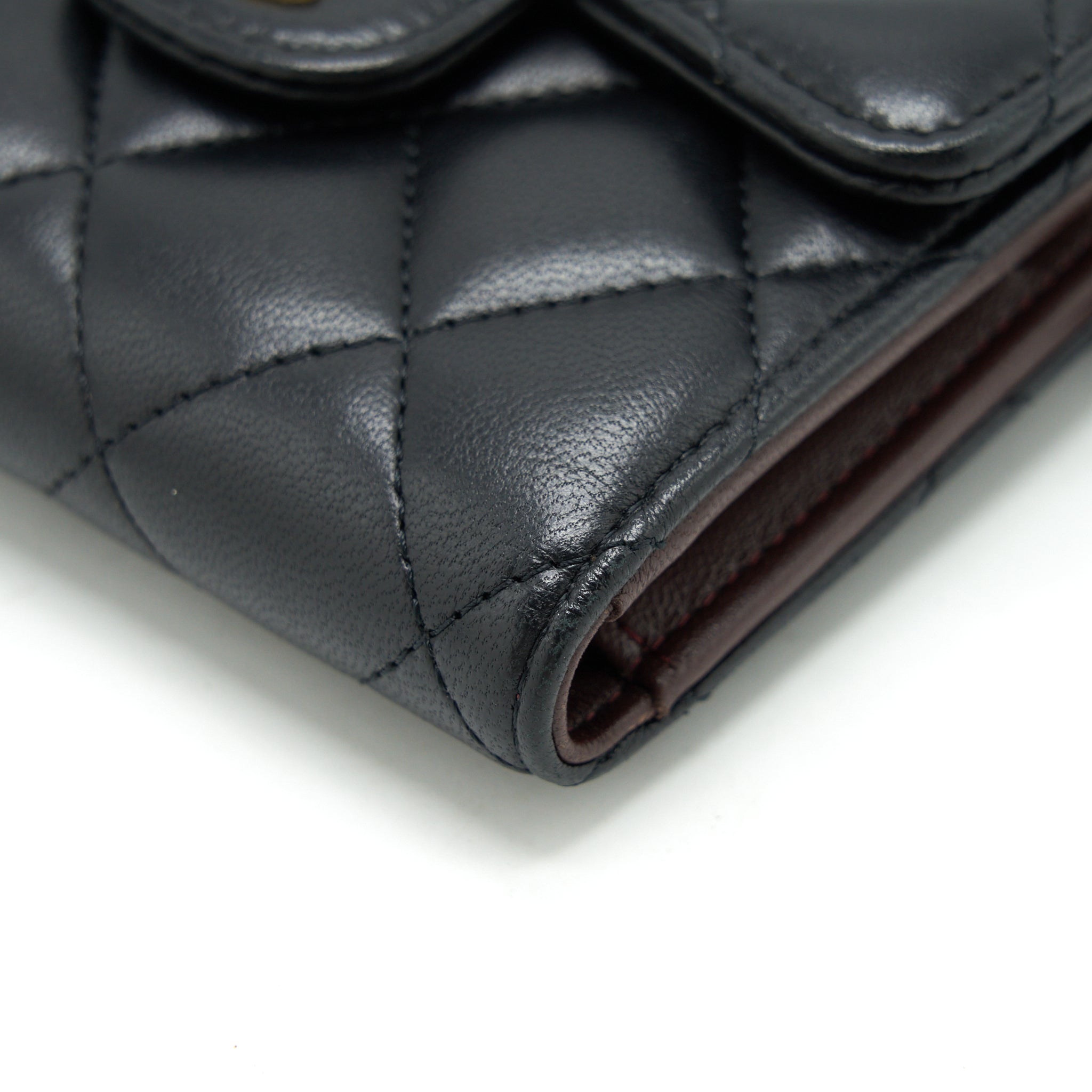 CHANEL CLASSIC FLAP WALLET LAMBSKIN BLACK GHW