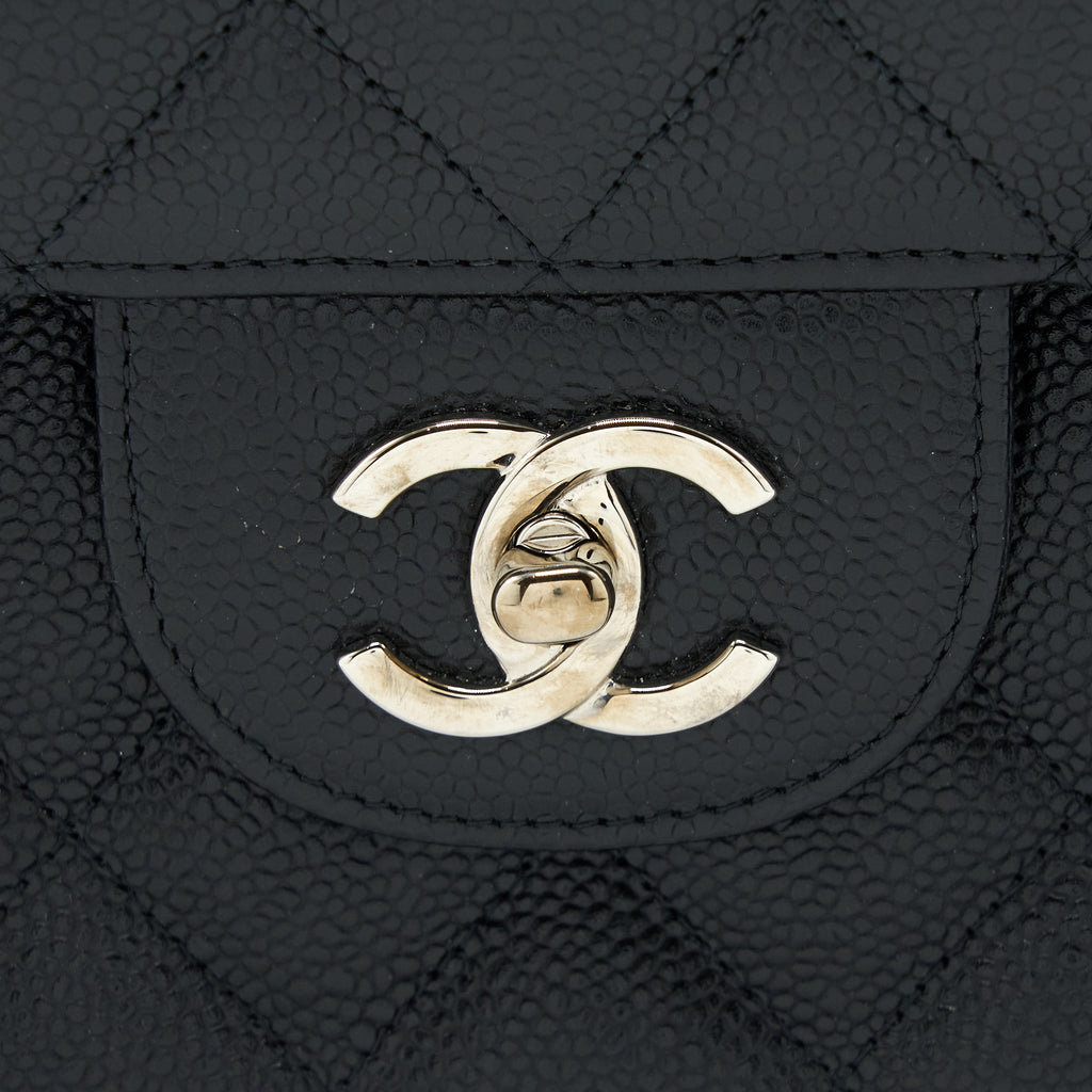 CHANEL JUMBO CLASSIC DOUBLE FLAP BAG CAVIAR BLACK SHW