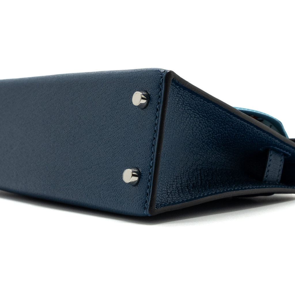 HERMES MINI KELLY CHÈVRE MYSORE DEEP BLUE/ BLUE IZMIR SHW