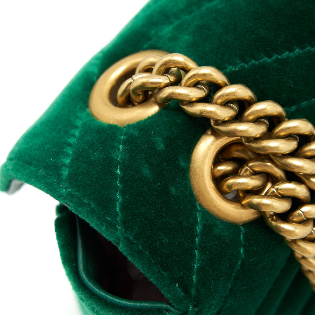 GUCCI MINI MARMONT BAG VELVET GREEN GHW