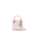DIOR MINI LADY DIOR ALLIGATOR MISSISSIPPIENSIS LIGHT PINK CRYSTAL LGHW
