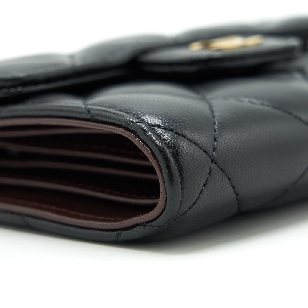 CHANEL CLASSIC FLAP WALLET LAMBSKIN BLACK GHW