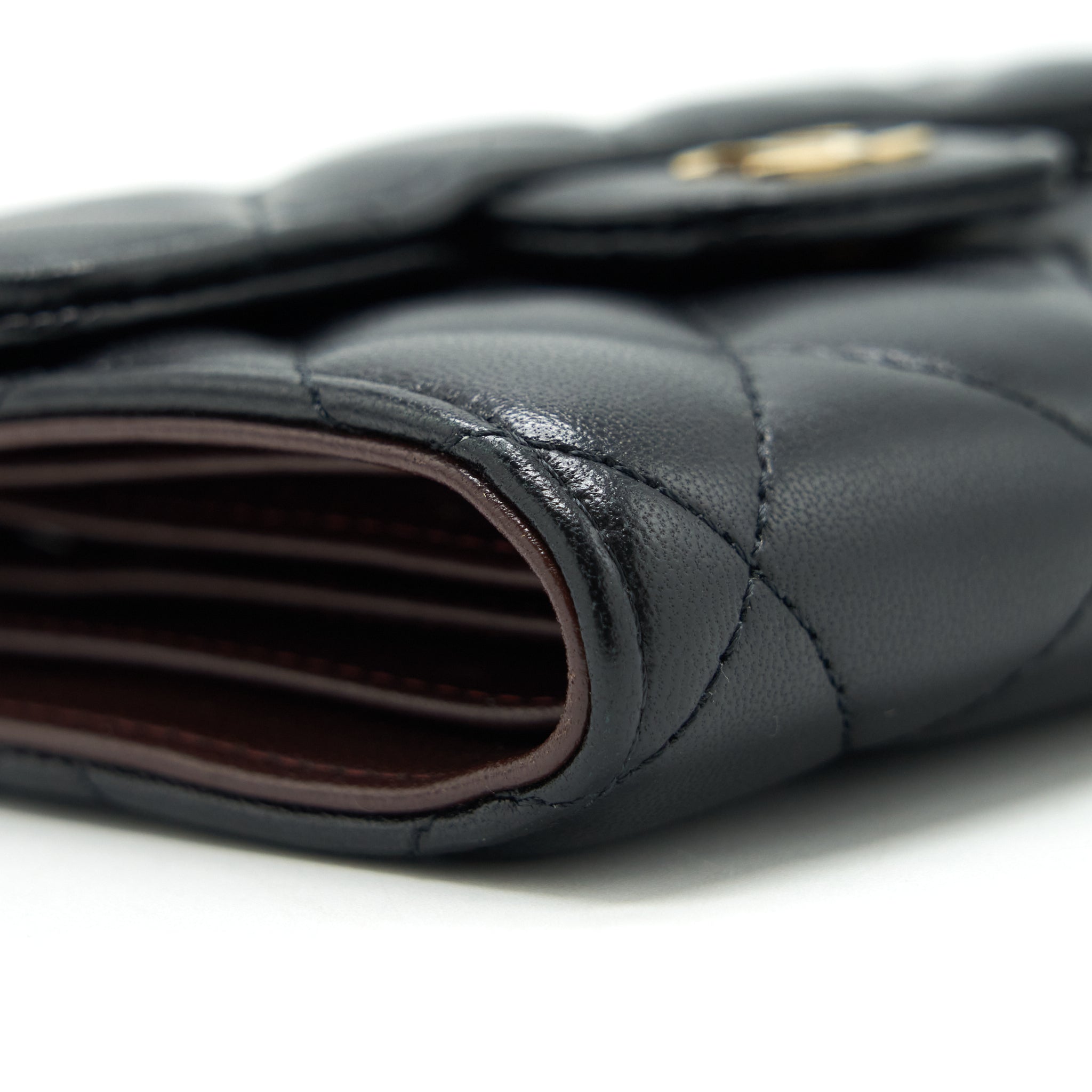 CHANEL CLASSIC FLAP WALLET LAMBSKIN BLACK GHW