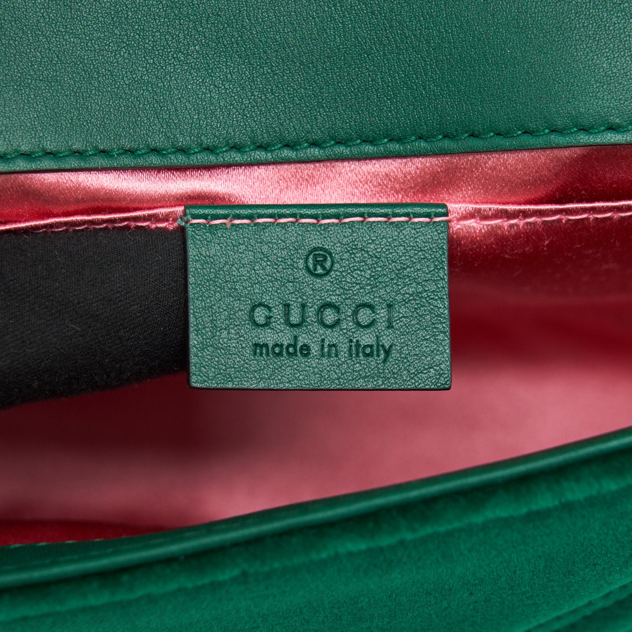 GUCCI MINI MARMONT BAG VELVET GREEN GHW
