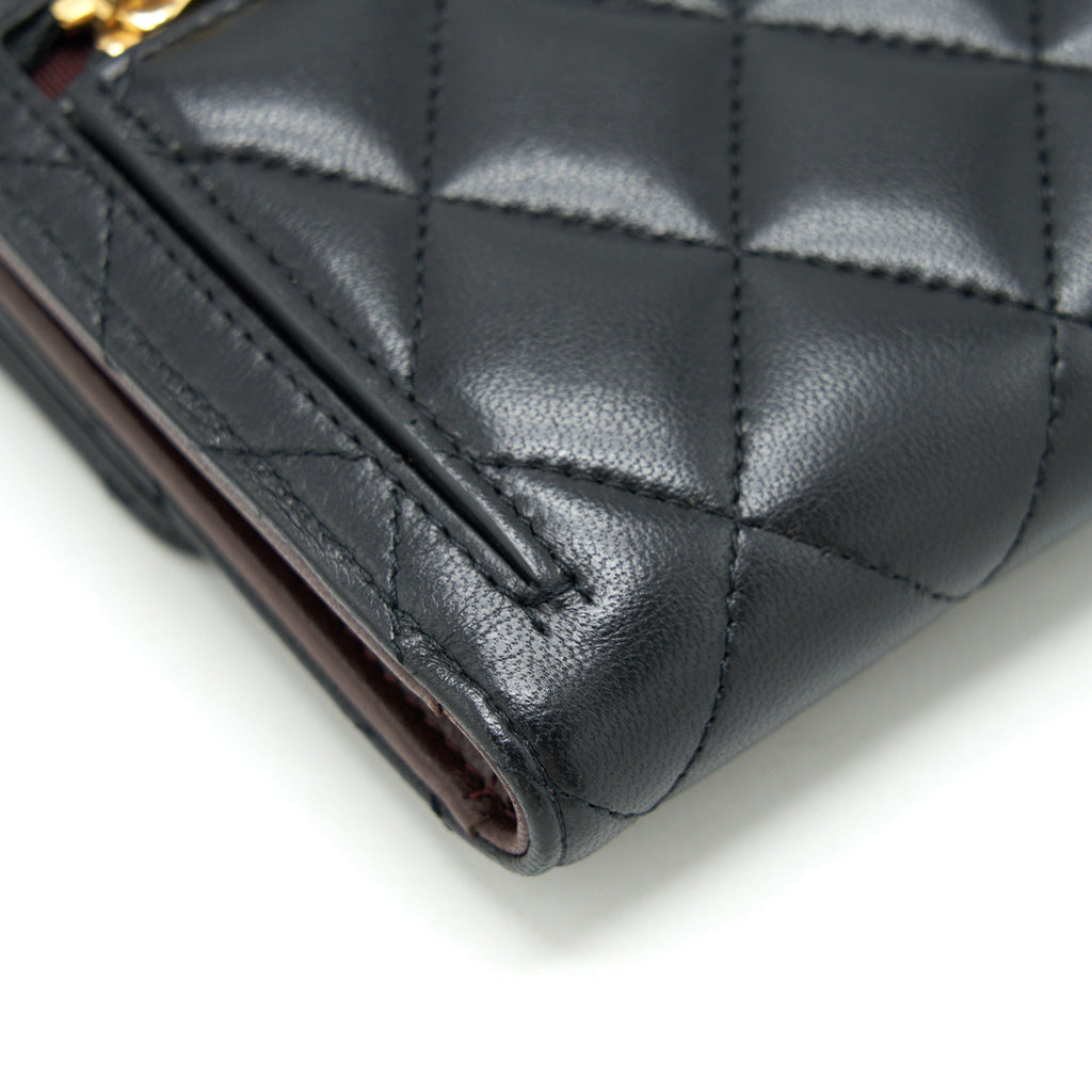 CHANEL CLASSIC FLAP WALLET LAMBSKIN BLACK GHW