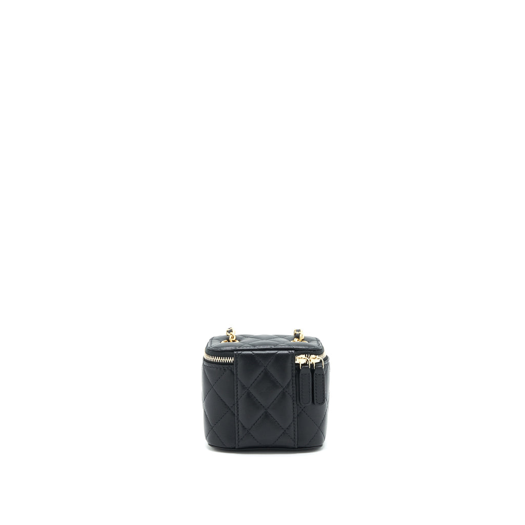 CHANEL 22C PEARL CRUSH MINI VANITY WITH CHAIN LAMBSKIN BLACK GHW