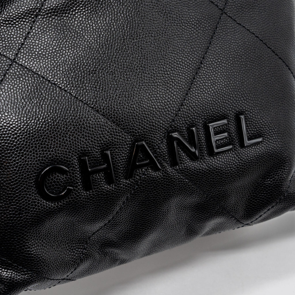 CHANEL MINI 22 BAG CAVIAR BLACK GHW (MICROCHIP)