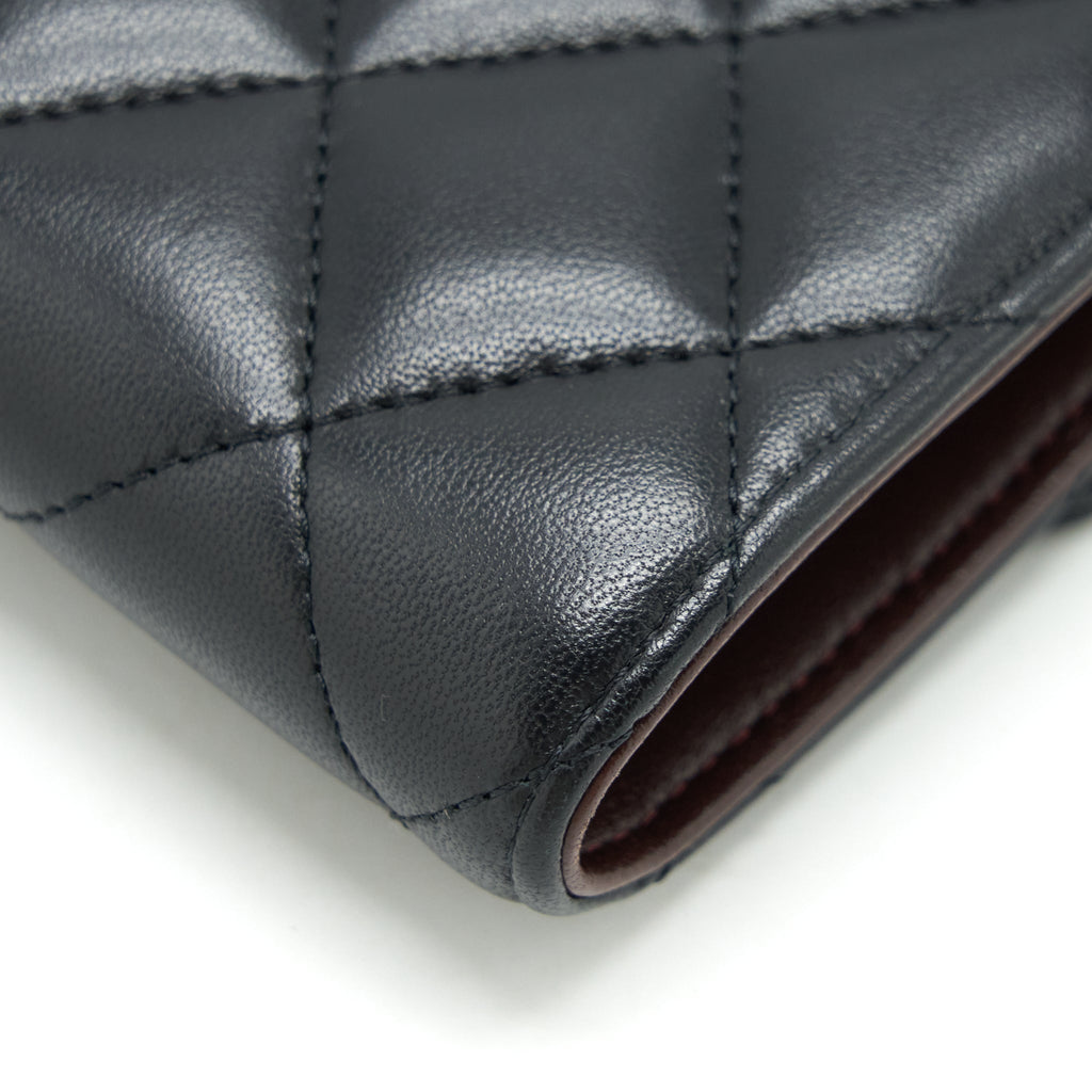 CHANEL CLASSIC FLAP WALLET LAMBSKIN BLACK GHW