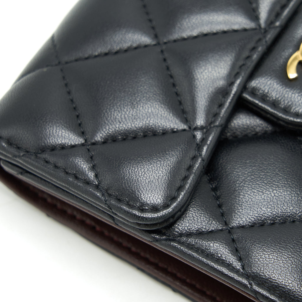 CHANEL CLASSIC FLAP WALLET LAMBSKIN BLACK GHW