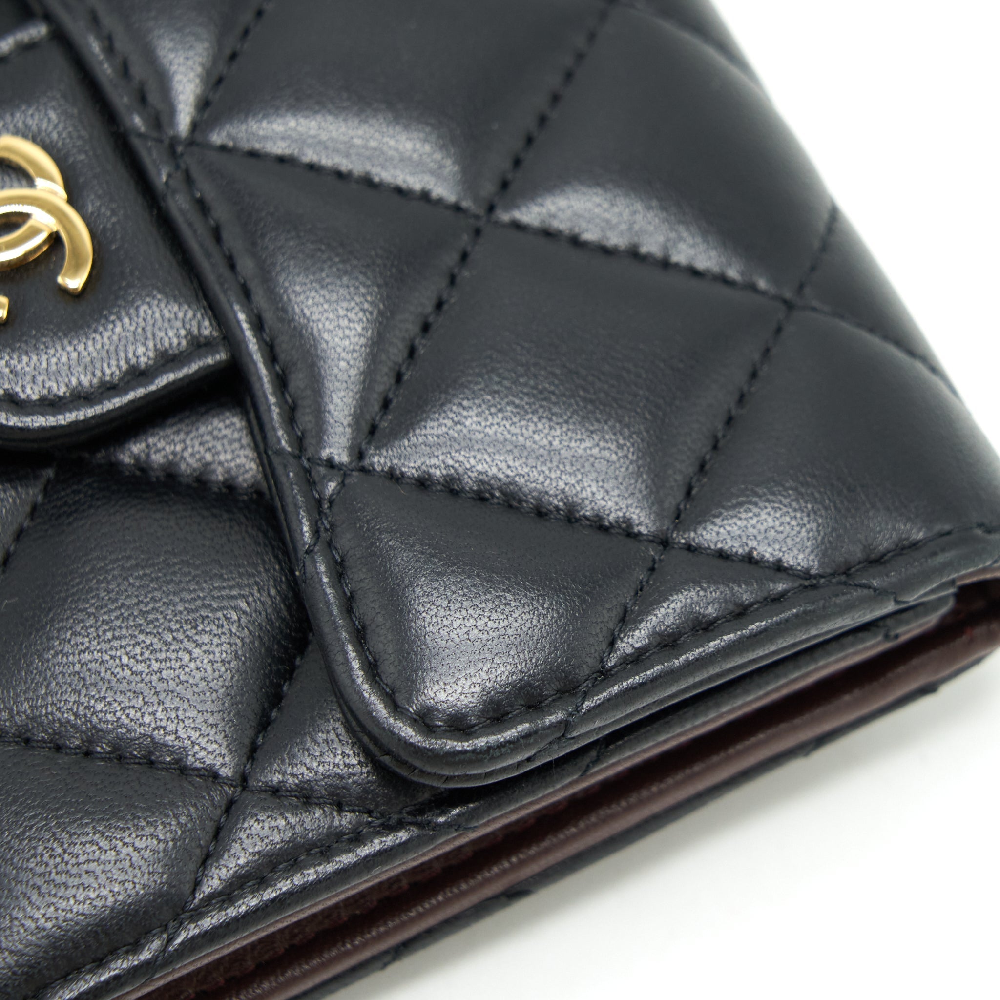 CHANEL CLASSIC FLAP WALLET LAMBSKIN BLACK GHW