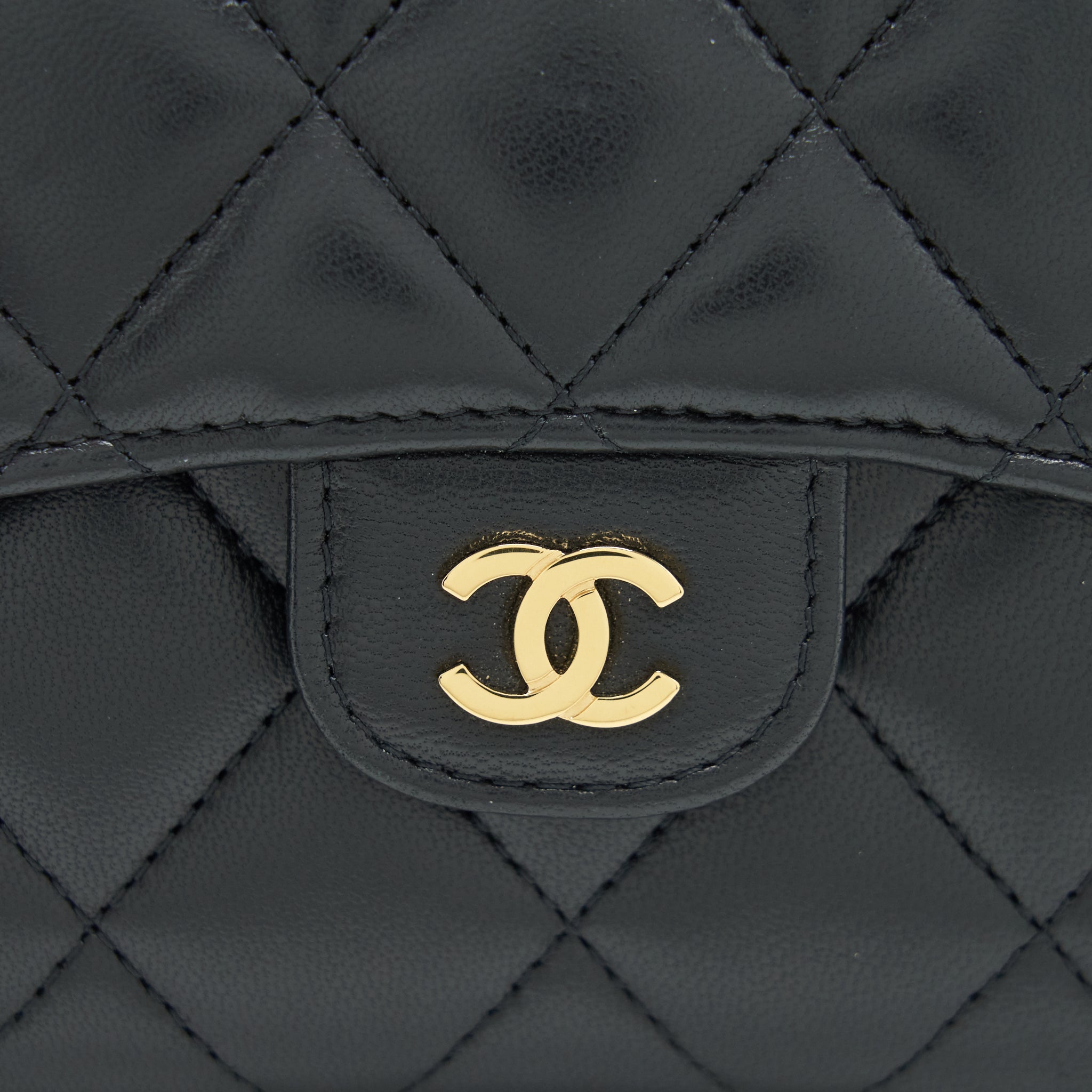CHANEL CLASSIC FLAP WALLET LAMBSKIN BLACK GHW